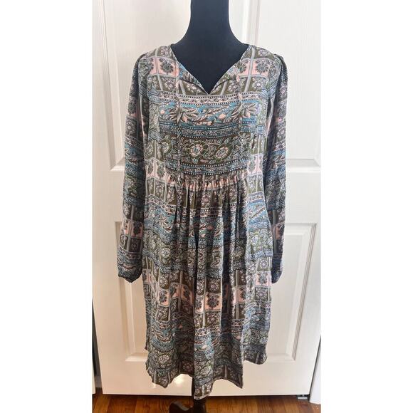NWOT Anthropologie Sunner S Silk Boho Chic Floral Peasant Dress - Picture 2 of 6
